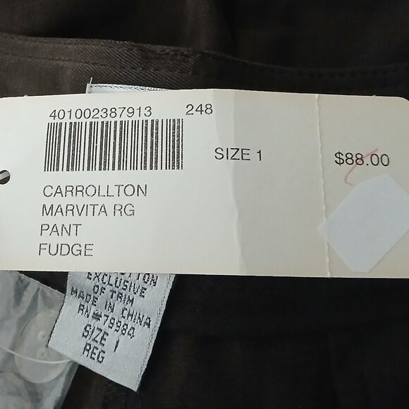 NWT Chico's Silk Linen Blend Pants Size 1 US 8 Carrollton Marvita Fudge Brown - Picture 10 of 10
